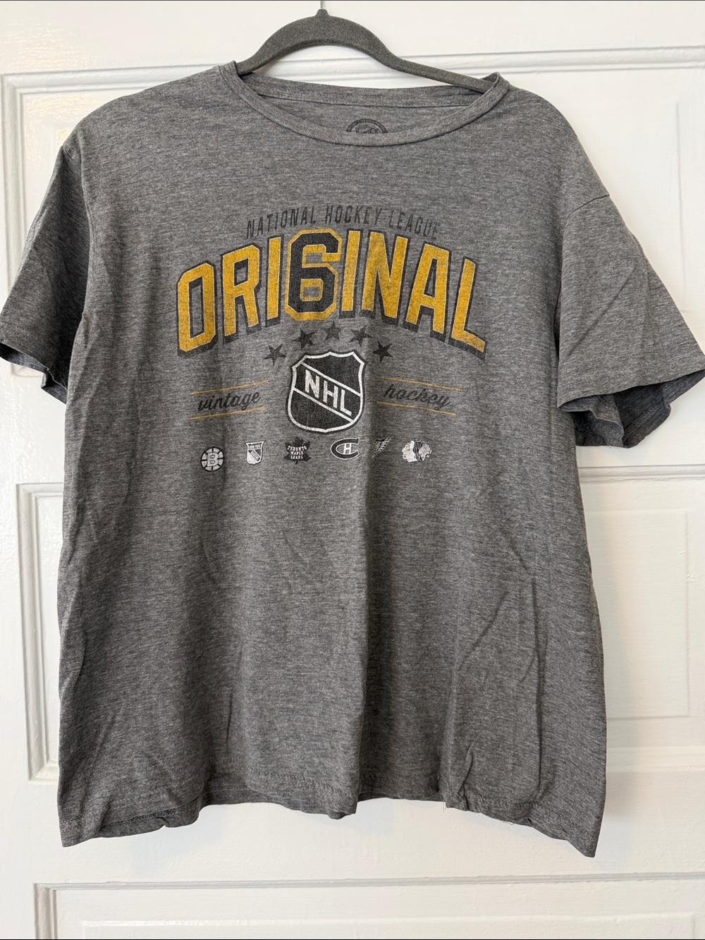 NHL Gray Tee with Yellow "ORIGINAL" Graphic